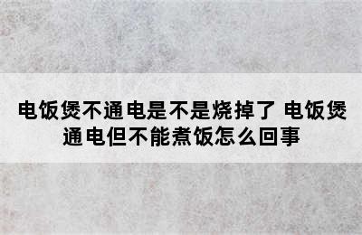 电饭煲不通电是不是烧掉了 电饭煲通电但不能煮饭怎么回事